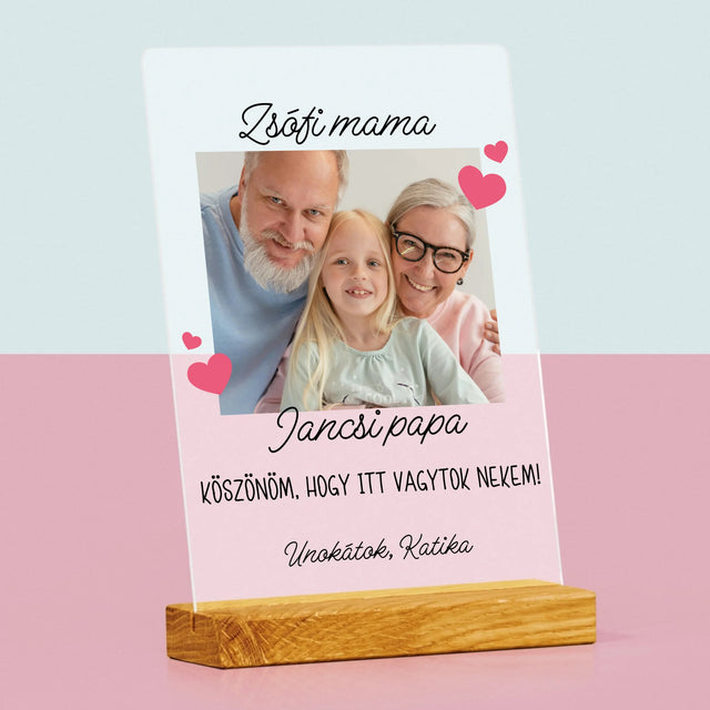 Fotó És Felirat: Köszönet A Nagyszülőknek - Akrilüvegre Nyomtatott Kép