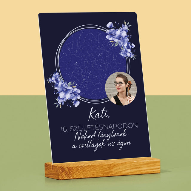 Csillagtérkép: Csillagtérkép: Születésnapi Csillagfény - Akrilüvegre Nyomtatott Kép