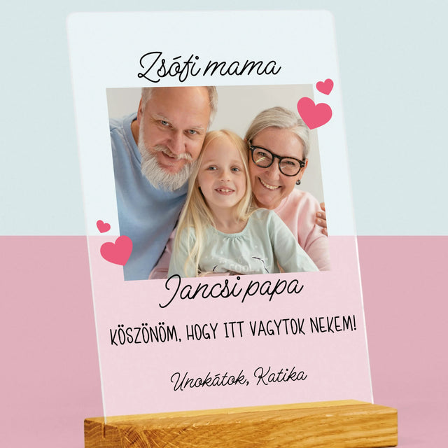 Fotó És Felirat: Köszönet A Nagyszülőknek - Akrilüvegre Nyomtatott Kép