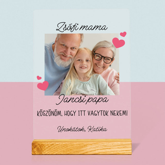 Fotó És Felirat: Köszönet A Nagyszülőknek - Akrilüvegre Nyomtatott Kép