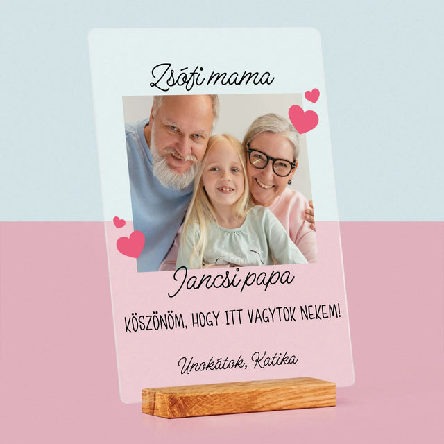 Fotó És Felirat: Köszönet A Nagyszülőknek - Akrilüvegre Nyomtatott Kép