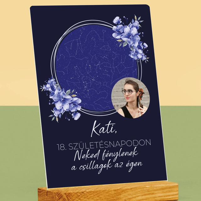 Csillagtérkép: Csillagtérkép: Születésnapi Csillagfény - Akrilüvegre Nyomtatott Kép