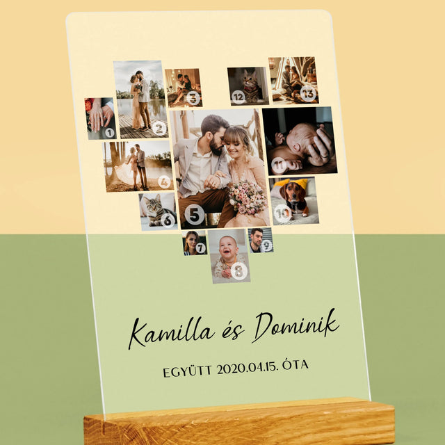 Fotókollázs: Szív Alakú Kollázs Képekből - Akrilüvegre Nyomtatott Kép