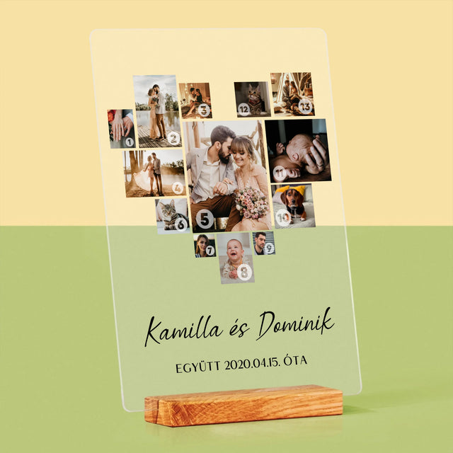 Fotókollázs: Szív Alakú Kollázs Képekből - Akrilüvegre Nyomtatott Kép