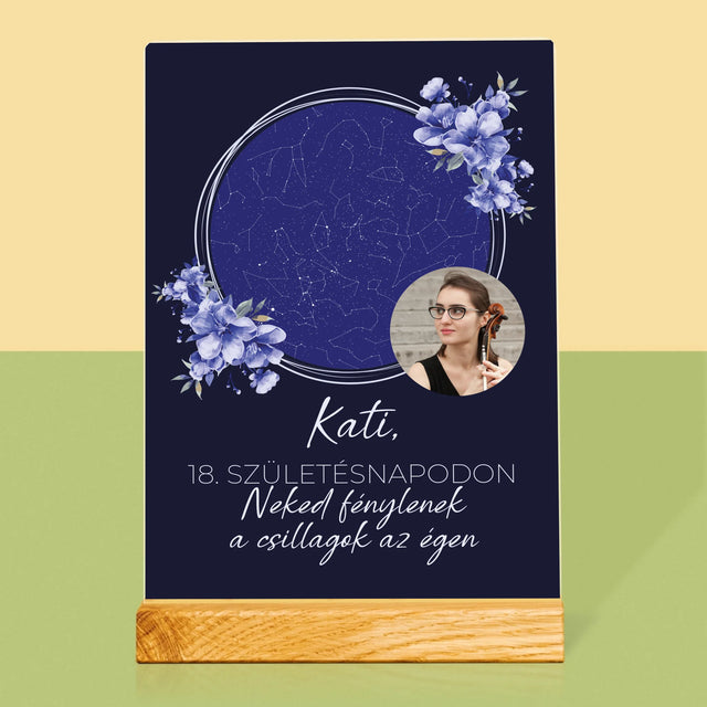 Csillagtérkép: Csillagtérkép: Születésnapi Csillagfény - Akrilüvegre Nyomtatott Kép