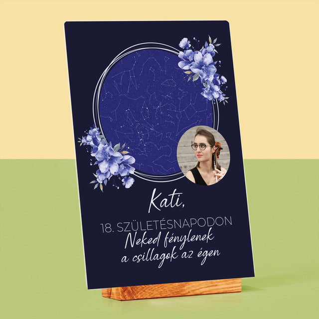 Csillagtérkép: Csillagtérkép: Születésnapi Csillagfény - Akrilüvegre Nyomtatott Kép