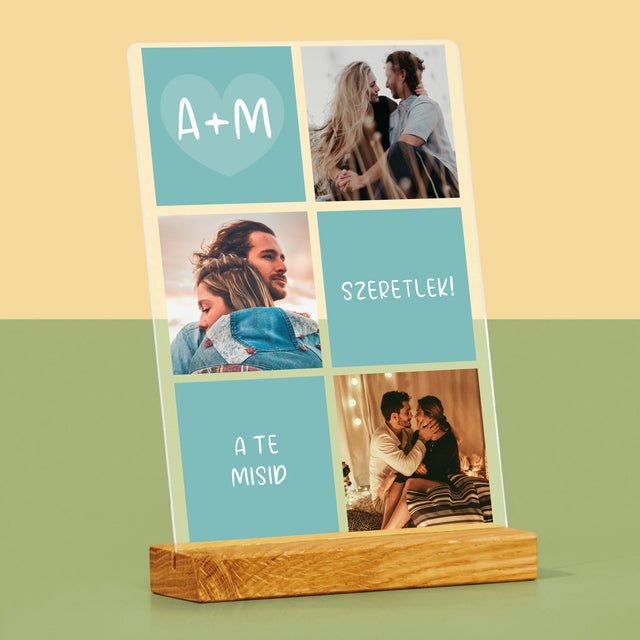 Fotókollázs: Szeretlek, Iniciálék - Akrilüvegre Nyomtatott Kép