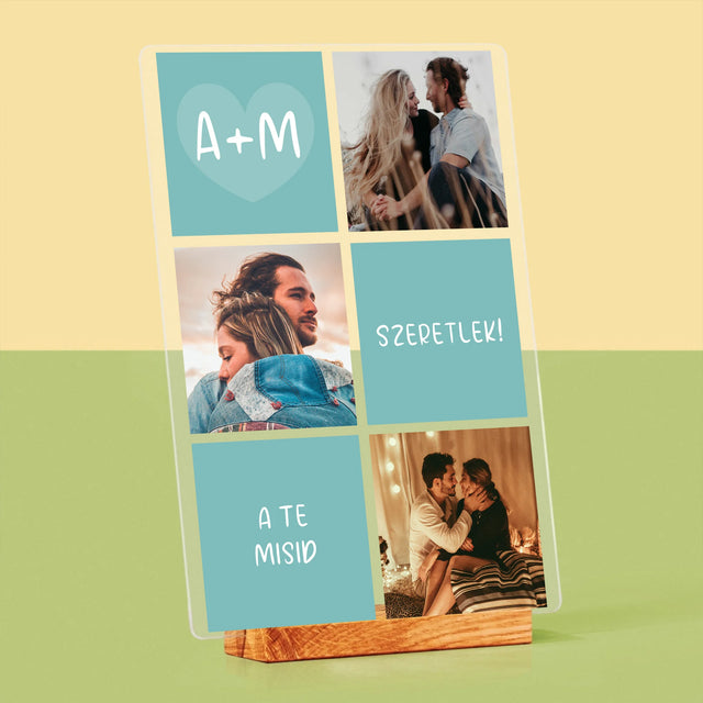 Fotókollázs: Szeretlek, Iniciálék - Akrilüvegre Nyomtatott Kép