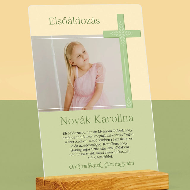 Fotó És Felirat: Elsőáldozási Fénykép Kereszttel - Akrilüvegre Nyomtatott Kép