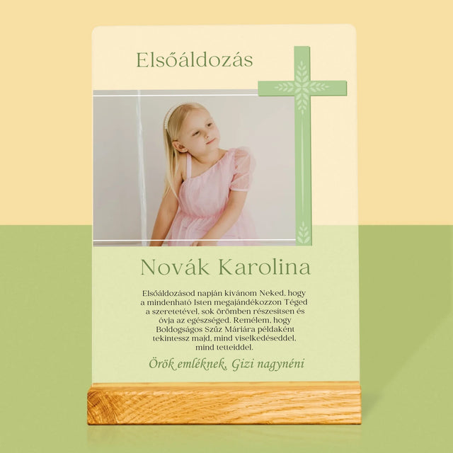 Fotó És Felirat: Elsőáldozási Fénykép Kereszttel - Akrilüvegre Nyomtatott Kép
