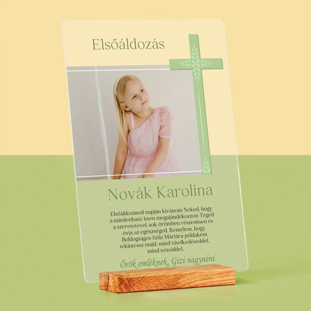 Fotó És Felirat: Elsőáldozási Fénykép Kereszttel - Akrilüvegre Nyomtatott Kép