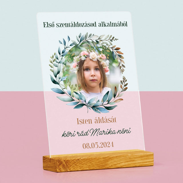 Fotó És Felirat: Első Szentáldozásod Alkalmából - Akrilüvegre Nyomtatott Kép