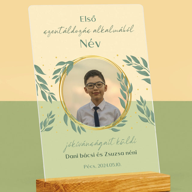 Fotó És Felirat: Első Szentáldozás Alkalmából - Akrilüvegre Nyomtatott Kép