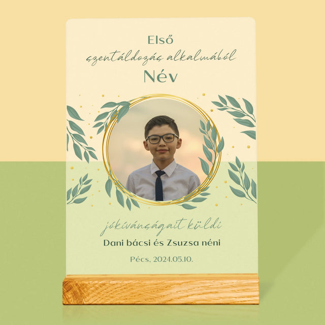 Fotó És Felirat: Első Szentáldozás Alkalmából - Akrilüvegre Nyomtatott Kép