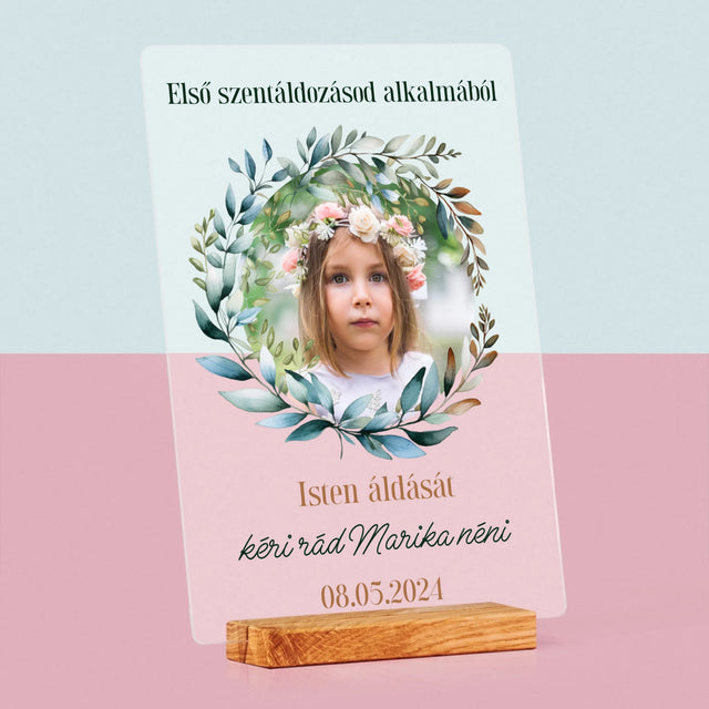 Fotó És Felirat: Első Szentáldozásod Alkalmából - Akrilüvegre Nyomtatott Kép