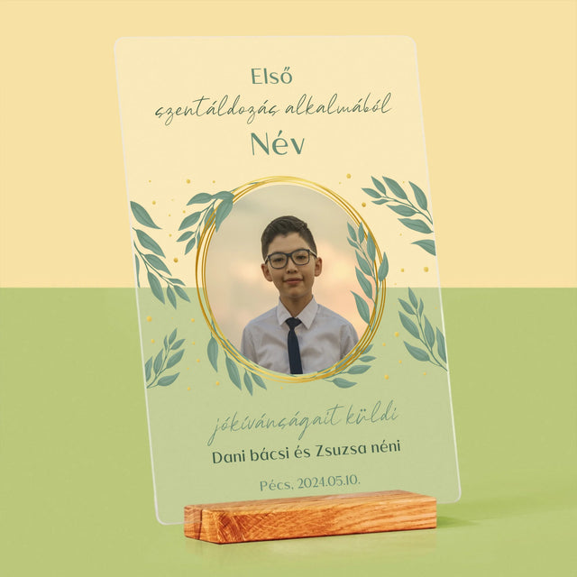 Fotó És Felirat: Első Szentáldozás Alkalmából - Akrilüvegre Nyomtatott Kép