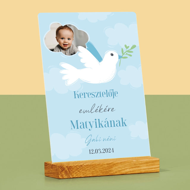 Fotó És Felirat: Keresztelői Emlék Galamb - Akrilüvegre Nyomtatott Kép