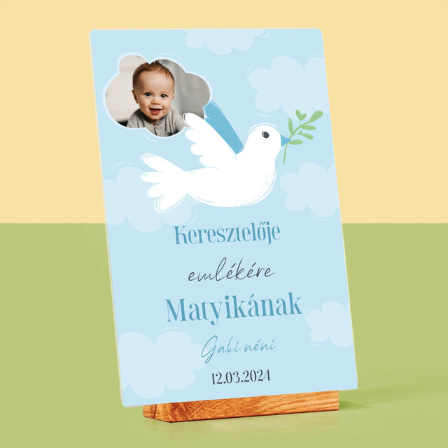 Fotó És Felirat: Keresztelői Emlék Galamb - Akrilüvegre Nyomtatott Kép