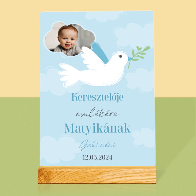 Fotó És Felirat: Keresztelői Emlék Galamb - Akrilüvegre Nyomtatott Kép