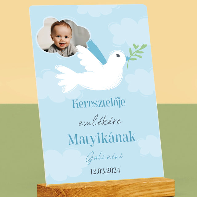 Fotó És Felirat: Keresztelői Emlék Galamb - Akrilüvegre Nyomtatott Kép