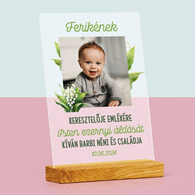 Fotó És Felirat: Keresztelői Emlék Hóvirág - Akrilüvegre Nyomtatott Kép