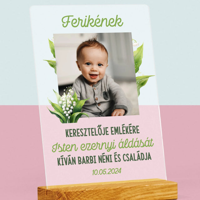 Fotó És Felirat: Keresztelői Emlék Hóvirág - Akrilüvegre Nyomtatott Kép