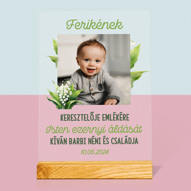 Fotó És Felirat: Keresztelői Emlék Hóvirág - Akrilüvegre Nyomtatott Kép