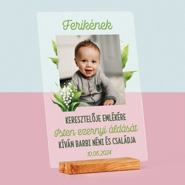 Fotó És Felirat: Keresztelői Emlék Hóvirág - Akrilüvegre Nyomtatott Kép