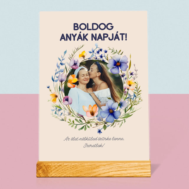 Fotó És Felirat: Sok Boldogságot Anyák Napja Alkalmából - Akrilüvegre Nyomtatott Kép