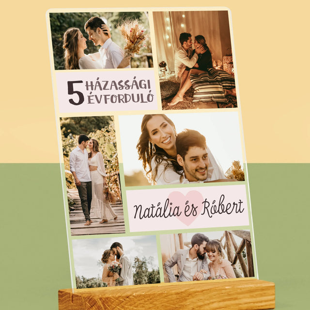 Fotókollázs: 5. Házassági Évforduló - Akrilüvegre Nyomtatott Kép