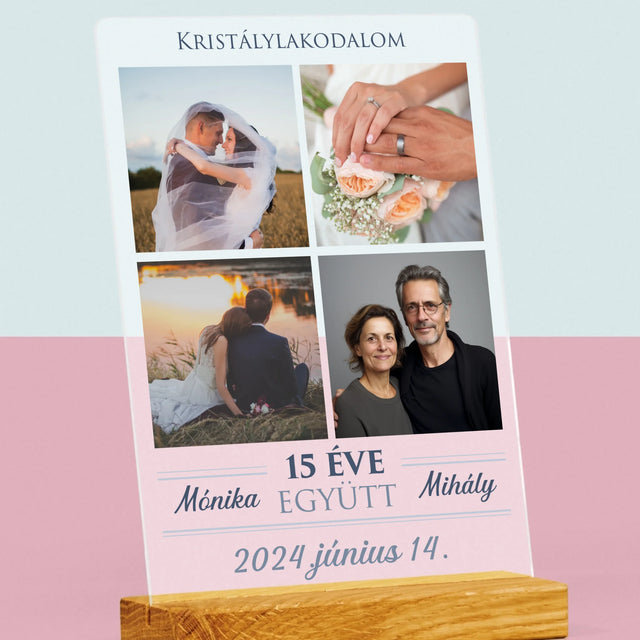Fotókollázs: 15 Éve Együtt - Akrilüvegre Nyomtatott Kép