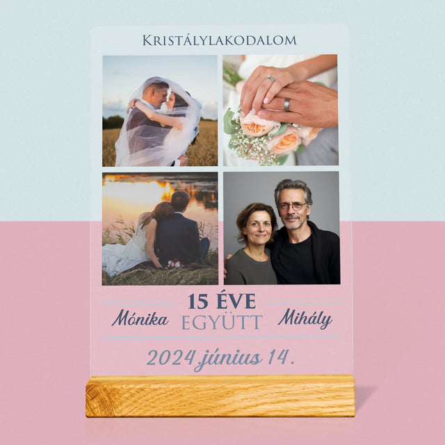Fotókollázs: 15 Éve Együtt - Akrilüvegre Nyomtatott Kép