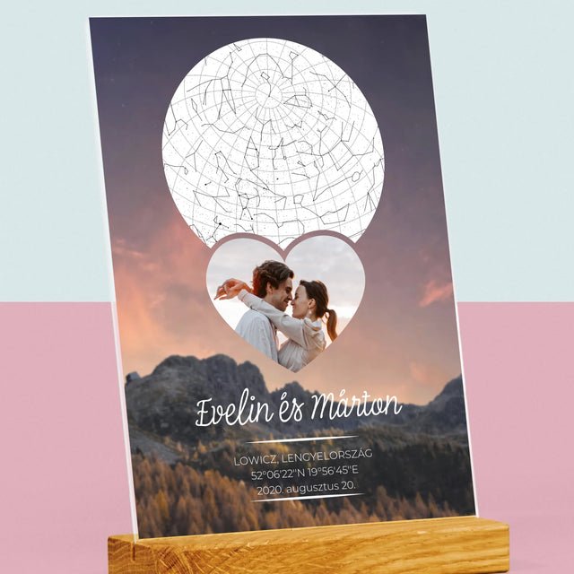 Csillagtérkép: Szerelmes Pár A Hegyekben - Akrilüvegre Nyomtatott Kép