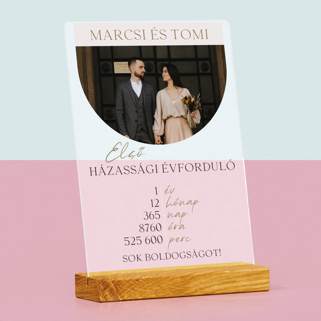 Fotó És Felirat: Első Házassági Évforduló - Akrilüvegre Nyomtatott Kép