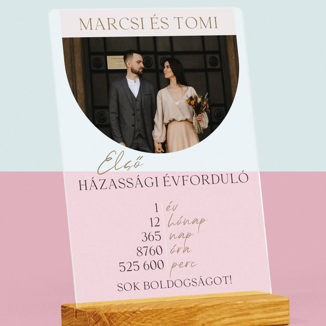 Fotó És Felirat: Első Házassági Évforduló - Akrilüvegre Nyomtatott Kép