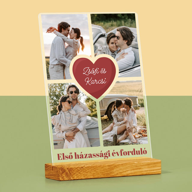 Fotókollázs: Első Évforduló Szív - Akrilüvegre Nyomtatott Kép