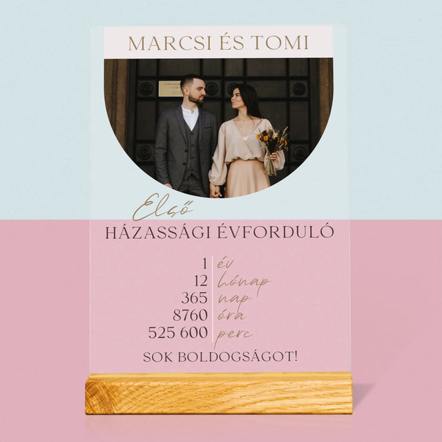 Fotó És Felirat: Első Házassági Évforduló - Akrilüvegre Nyomtatott Kép