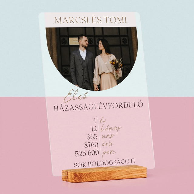 Fotó És Felirat: Első Házassági Évforduló - Akrilüvegre Nyomtatott Kép