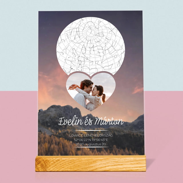 Csillagtérkép: Szerelmes Pár A Hegyekben - Akrilüvegre Nyomtatott Kép