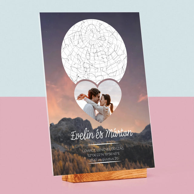 Csillagtérkép: Szerelmes Pár A Hegyekben - Akrilüvegre Nyomtatott Kép