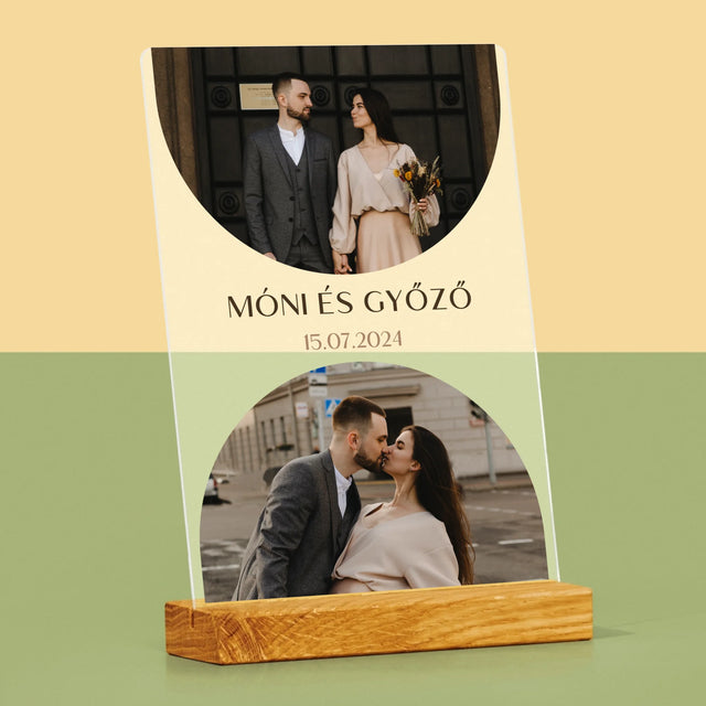 Fotókollázs: Esküvői Dátum - Akrilüvegre Nyomtatott Kép