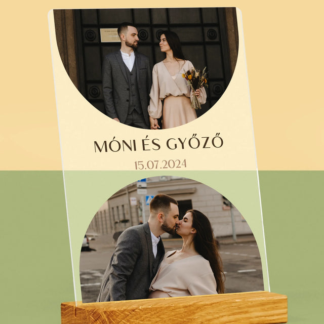 Fotókollázs: Esküvői Dátum - Akrilüvegre Nyomtatott Kép