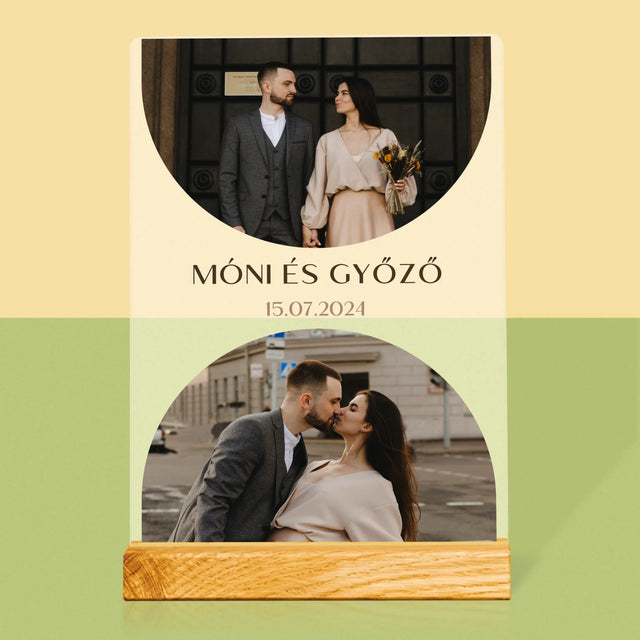 Fotókollázs: Esküvői Dátum - Akrilüvegre Nyomtatott Kép