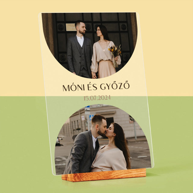 Fotókollázs: Esküvői Dátum - Akrilüvegre Nyomtatott Kép