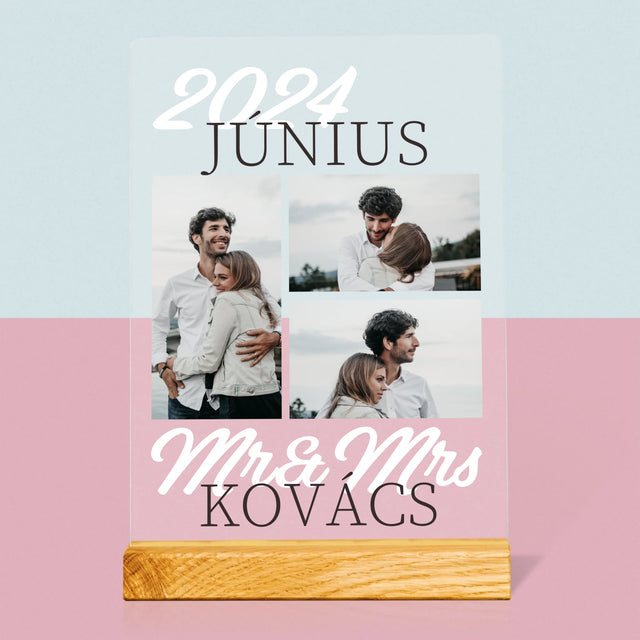 Fotókollázs: Mr&Mrs Dátum - Akrilüvegre Nyomtatott Kép