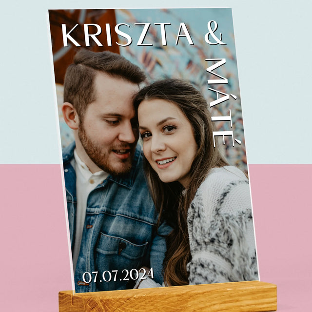 Fotó És Felirat: Keresztnevek Esküvő - Akrilüvegre Nyomtatott Kép