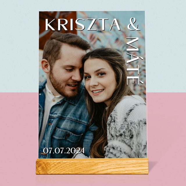 Fotó És Felirat: Keresztnevek Esküvő - Akrilüvegre Nyomtatott Kép