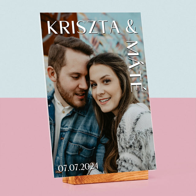 Fotó És Felirat: Keresztnevek Esküvő - Akrilüvegre Nyomtatott Kép