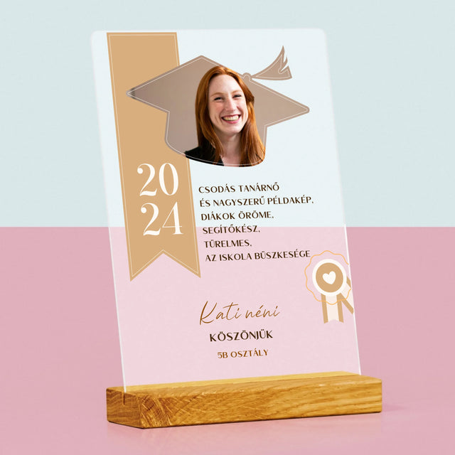 Fotó És Felirat: Oklevél Tanár Részére - Akrilüvegre Nyomtatott Kép
