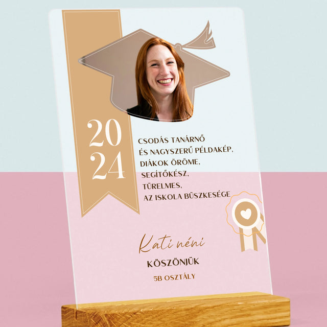 Fotó És Felirat: Oklevél Tanár Részére - Akrilüvegre Nyomtatott Kép